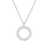9.5Mm Open Circle - 925 Sterling Silver Necklaces with Stones SD50178