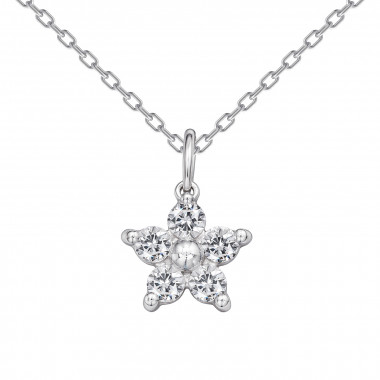 9mm Flower - 925 Sterling Silver Necklaces with Stones SD50624