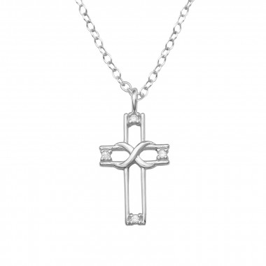 Cross And Infinity - 925 Sterling Silver Necklaces with Stones SD50646