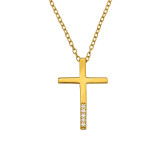 18mm Latin Cross - 925 Sterling Silver Necklaces with Stones SD51252