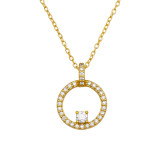 17mm Open Circle - 925 Sterling Silver Necklaces with Stones SD51253