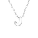 Letter J - 925 Sterling Silver Silver Necklaces SD19956