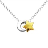 Moon and Star - 925 Sterling Silver Silver Necklaces SD21918