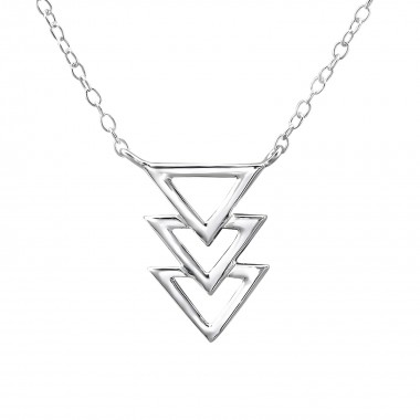 Triple Triangle Inline - 925 Sterling Silver Silver Necklaces SD22406