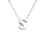 "S" - 925 Sterling Silver Silver Necklaces SD24296