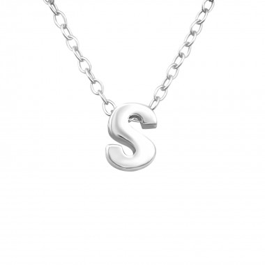 "S" - 925 Sterling Silver Silver Necklaces SD24296