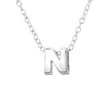 "N" - 925 Sterling Silver Silver Necklaces SD24305
