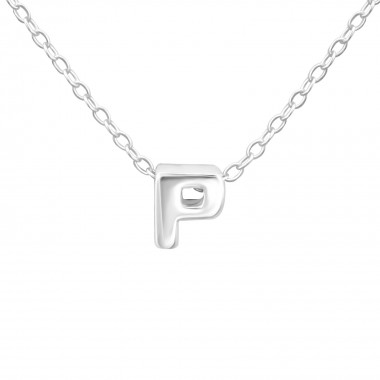 "P" - 925 Sterling Silver Silver Necklaces SD24306