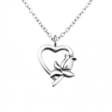 Love Rose - 925 Sterling Silver Silver Necklaces SD25033