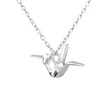 3D Origami Bird - 925 Sterling Silver Silver Necklaces SD26051