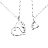Mother And Daughter Necklace Set - 925 Sterling Silver Silver Necklaces SD30448