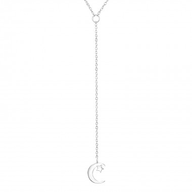 Moon And Star Y - 925 Sterling Silver Silver Necklaces SD31765