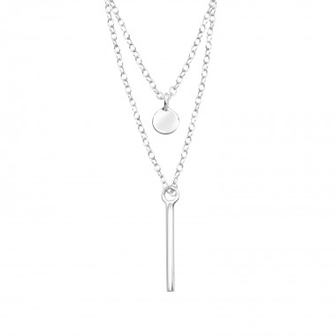 Bar  Layered Necklace - 925 Sterling Silver Silver Necklaces SD33014
