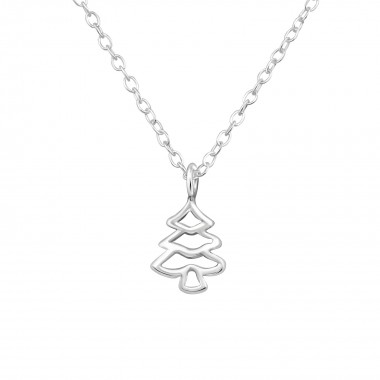 Christmas Tree - 925 Sterling Silver Silver Necklaces SD35110
