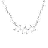 Triple Star - 925 Sterling Silver Silver Necklaces SD35271