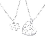Heart Puzzle - 925 Sterling Silver Silver Necklaces SD36226