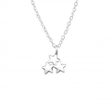 Triple Star - 925 Sterling Silver Silver Necklaces SD36299