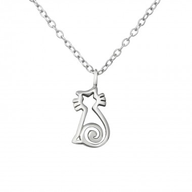 Cat - 925 Sterling Silver Silver Necklaces SD37625
