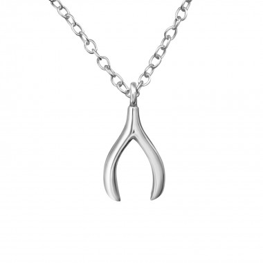 Wishbone - 925 Sterling Silver Silver Necklaces SD38003