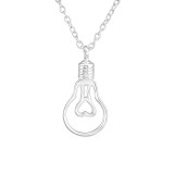 Light Bulb - 925 Sterling Silver Silver Necklaces SD38245