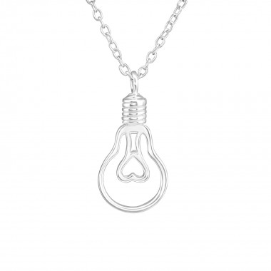 Light Bulb - 925 Sterling Silver Silver Necklaces SD38245