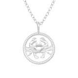 Cancer Zodiac Sign - 925 Sterling Silver Silver Necklaces SD38787