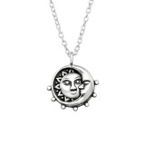 Moon And Sun - 925 Sterling Silver Silver Necklaces SD38791