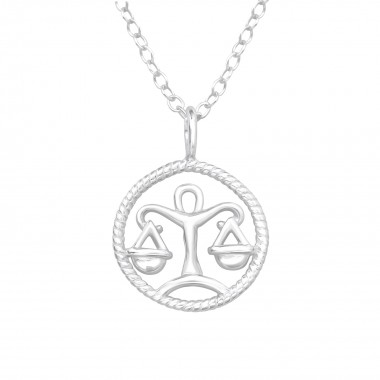 Libra Zodiac Sign - 925 Sterling Silver Silver Necklaces SD38796