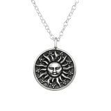 Sun Face - 925 Sterling Silver Silver Necklaces SD38801