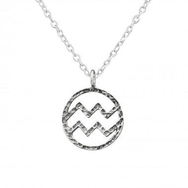 Aquarius Zodiac Sign - 925 Sterling Silver Silver Necklaces SD39228