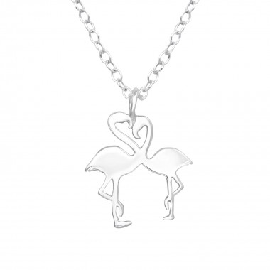Flamingo Couple - 925 Sterling Silver Silver Necklaces SD39449