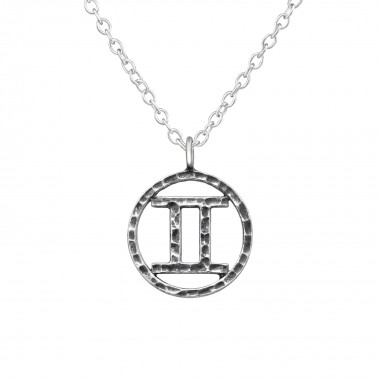 Gemini Zodiac Sign - 925 Sterling Silver Silver Necklaces SD39471