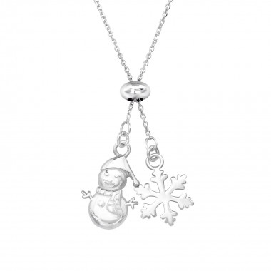 Snowflake & Snowman - 925 Sterling Silver Silver Necklaces SD39622