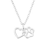 Heart And Paw - 925 Sterling Silver Silver Necklaces SD40421