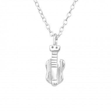 Guitar - 925 Sterling Silver Silver Necklaces SD40446