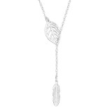 Leaf Feather Y - 925 Sterling Silver Silver Necklaces SD40693