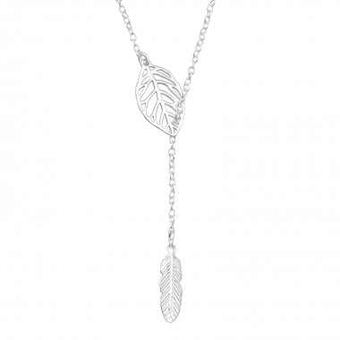 Leaf Feather Y - 925 Sterling Silver Silver Necklaces SD40693