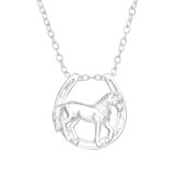 Horse & Horseshoe - 925 Sterling Silver Silver Necklaces SD41337