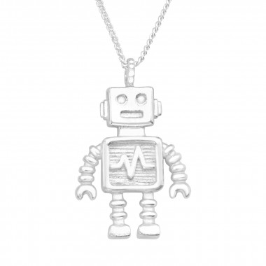 Robot - 925 Sterling Silver Silver Necklaces SD41347