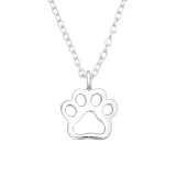 Paw Print - 925 Sterling Silver Silver Necklaces SD41659