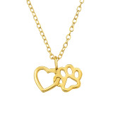 Heart And Paw Print - 925 Sterling Silver Silver Necklaces SD43383
