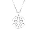 Flower And Wave - 925 Sterling Silver Silver Necklaces SD43484