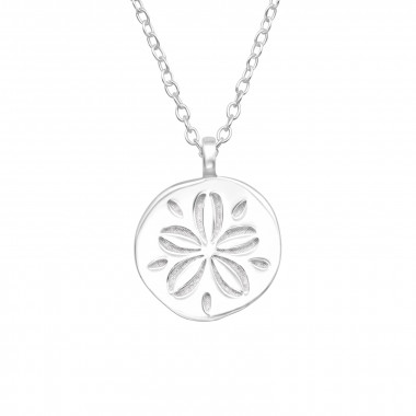 Flower And Wave - 925 Sterling Silver Silver Necklaces SD43484