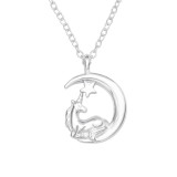 Unicorn And Moon - 925 Sterling Silver Silver Necklaces SD43507