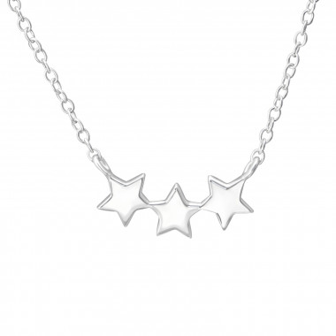 Triple Star - 925 Sterling Silver Silver Necklaces SD43712