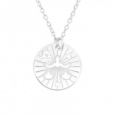 Libra Zodiac Sign - 925 Sterling Silver Silver Necklaces SD43940