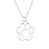 Paw Print - 925 Sterling Silver Silver Necklaces SD44134