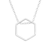 Hexagon - 925 Sterling Silver Silver Necklaces SD44190