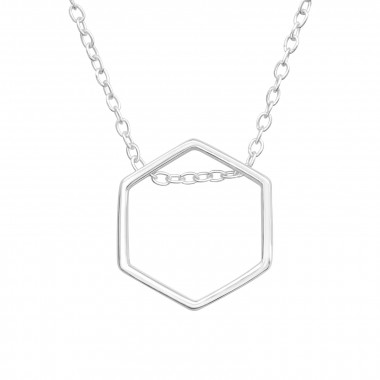 Hexagon - 925 Sterling Silver Silver Necklaces SD44190