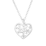 Laser Cut Heart - 925 Sterling Silver Silver Necklaces SD44688